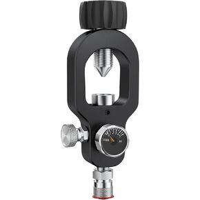 Yasorn New Scuba Tank DIN Valve Refill Adapter with Gauge, Aluminium Alloy Anti-Rust Scuba Refill Station, 4500 psi PCP Paintball HPA Tank Fill Adapter Diving Equipment