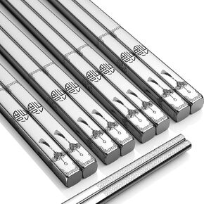 5 Pairs Reusable Fiberglass colorful Chopsticks Set, Dishwasher Safe, 9.57 Inches, Premium Non-Slip Design with Case – Perfect for Japanese, Korean, and Chinese Cuisine, Great Gift for Parties