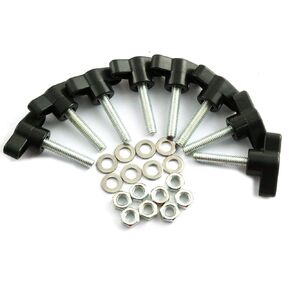 8 Set M6x30 Thumb Screw Plastic T Shape Black Head Hard Top Quick Removal Fastener Change Tee Knobs Screw Clamping Screw with Nut Washer Kit for Jeep Wrangler Accessories