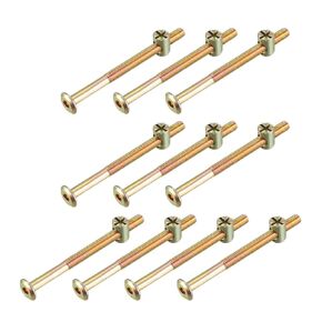 uxcell M6x80mm Furniture Bolt Nut Set Hex Socket Screw 55mm Thread Length with Barrel Nuts for Beds Headboards Chairs 10 Sets