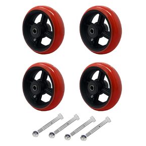 5 inch Heavy Duty Caster Wheel-Industrial Caster Wheels, Polyurethane Tread Cast lron Wheels(Crown)- Set of 4 with up to 4000LB Capacity
