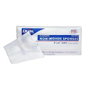 Dukal DUK 2104 Clinisorb Rayon/Poly Blend Non-Woven Gauze Sponge, Non-Sterile, 4-Ply, 4" x 4" (Pack of 200)