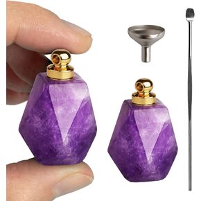 BOHO GARDEN Crystal Keepsake Urn - Wearable Small Container for Ashes, Memorial Urns Made from Real Crystal Material - Includes Spoon, Stick, Funnel & Storage Box (2-Amethyst (Gold))