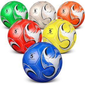 Deekin 6 Pcs Soccer Ball with Pump Official Outside Sport Soccer Ball Machine Stitched Ball for Game Training Practice