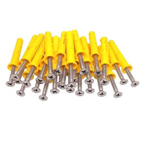 50pcs 304 Stainless Steel M5 x 40mm Phillips Flat Head Self Tapping Screws and 8 x 40mm Plastic Drywall Ribbed Anchors