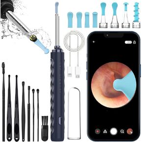 Ear Wax Removal Kit - Ear Cleaner with Camera 1080 HD Wi-Fi - Otoscope with Light and Accesories Set - Smart Visual Android/iPhone Compatible, Blue