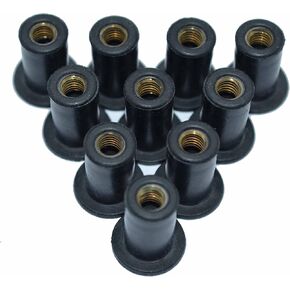 10 Pack Rubber Well Nuts with M4 M5 M6 Brass Insert 4mm 5mm 6mm Metric Wellnuts Motorcycle Windscreen