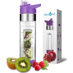 NEW AquaFrut Bottom Loading Fruit Infuser Water Bottle - BPA Free Tritan Plastic - Leak Proof - 24 OZ - Infusion Recipe eBook (Teal)