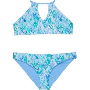 Splendid Girl's Graffiti Reversible High Neck Set (Big Kids) Blue 14 (Big Kid)