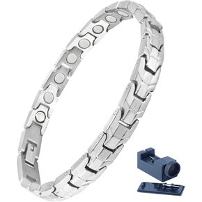 Titanium Magnetic Bracelets for Women - Magnetic Therapy Bracelet - 3500 Gauss Magnet Jewelry - Womens Link Bracelet 7.28 inches