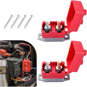 2PCS 20A Reset Circuit Breaker with 2 Waterproof Boot Caps,250VAC DC Breaker for Overload Protection & Circuit Reset,Universal DC Circuit Breaker Fits Cars SUVs Boats (20 Amp)