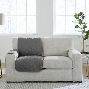 SureFit Gemma Sofa Cover Furniture Protector, Microfiber Waterproof Pet Protector Furniture Covers, Machine Washable Sofa Covers, Single Gray Furniture Cover
