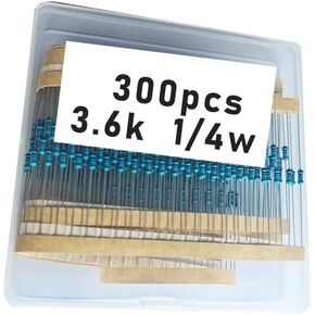 3.6k 1/4W, 3.6k 1/4W, 3.6k ohm, 3.6k 1/4W, 3.6kresistor, 3.6k ohm resistor, 3.6k ohm Metal resistor, 3.6k Metal Film resistors 1/4w(0.25w) 1% tolerance 0.01 MF Metal Film Fixed Resistor 300 pcs
