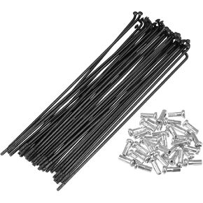 X AUTOHAUX 36pcs 14G J Bend Bicycle Steel Spokes Cycle Spokes with Brass Nipples Steel Spokes for Mountain Bike MTB