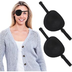 CBLdf 2PCS Eye Patches for Adults and Kids, Medical Eye Patches 3D Adjustable Eyepatch, Strabismus Adjustable Eye Patch, Amblyopia Lazy Eye Patches for Left Right Eyes, Black