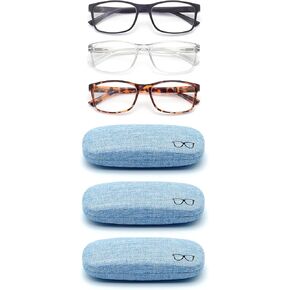 Blue Light Blocking Glasses with Hard Case, Stylish Glasses Frame, Ease Computer and Digital Eye Strain