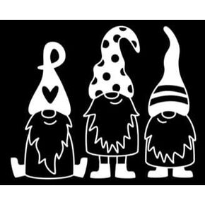 Gnomes Vinyl Decal | White | Made in USA by Foxtail Decals | for Car Windows, Tablets, Laptops, Water Bottles, etc. | 4.75 x 3.9 inch