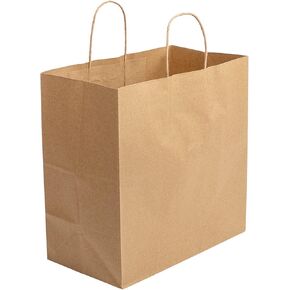 AmerCareRoyal Case of 250 Recyclable Kraft Paper Bags with Twisted Handles - Eco-Friendly Brown Grocery Bags - Durable & Recyclable Packaging, Shopping Bags, Brown Bags with Handles - 13"x7"x13"