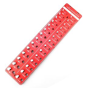 Ultimate 28 Thread Checker, Nut and Bolt Thread Checker, Bolt Size and Thread Identifier Gauge,(14 Standard,14 Metric Bolt Nut Gauge) Solid Aluminum Bolt Size and Thread Gauge, Red