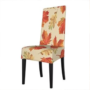 Moslion Maple Leaves Dining Chair Covers Vintage Retro Style Holiday Pattern Fall Design Country Foliage Chair Slipcovers, Removable Washable Soft Chair Protector Cover Great Home Decor