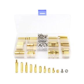 LBY 260pcs M4 Male Female Hex Brass Spacer Standoff Screw Nut Assortment Kit,12 Sizes, Brass (Yellow)