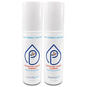 Purefypro CPAP Cleaner and Sanitizer Spray (3.4oz, 2pk). TSA Travel Size. No Rinse. No Residue. Kills 99.9999% Norovirus, Flu Virus, and Fungi, Drug Resistant Germs. Unscented.