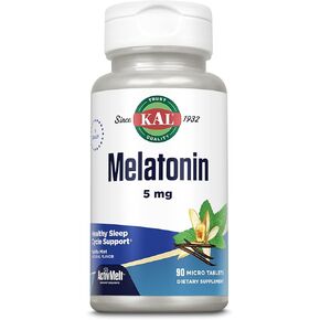 KAL Melatonin 5mg Sleep Aid, Melatonin Supplement Supports Calming Relaxation and a Healthy Sleep Cycle, Fast Dissolving ActivMelts, Natural Vanilla Mint Flavor, Vegetarian, 90 Serv, 90 Micro Tablets