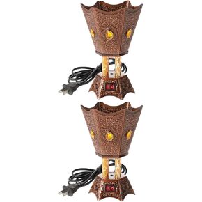 SEWACC 2Pcs Bakhoor Electric Incense Burner Middle Eastern Style Tabletop Electric Censer Censer Metal Incense Burner for Home Office Yoga Spa Aromatherapys Decor (Copper)