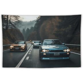 FeoYoed Jdm Car R34 Tapestry Aesthetic Wall Hanging Decoration Home Living Bedroom Dorm Wall Art Tapestries Classic Retro Gallop Race 40"x60"