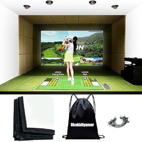 118'x98.42' Impact Screen+10 PCS Rope +Bag Golf Simulation Screen for Grommets Training ;Golf Ball Hitting Simulator Projection Screen Indoor Golf Swing Practice