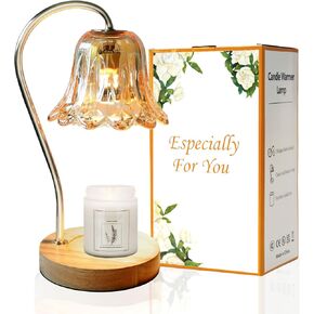 VKUSRA Candle Warmer Lamp with Timer & Dimmer, Candle Lamp with Crystal Flower Lampshade and 2 Premium Gu10 Bulbs, Modern Candle Lamp Warmer for Home Decor, Perfect Housewarming Christmas Gifts