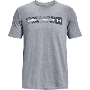 Under Armour Camo Chest Stripe T-Shirt - Steel Light Heather/White - M
