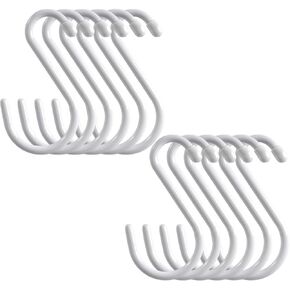 6 Inch Heavy Duty Vinyl Coated S Hooks, Black Rubber Coated S Hooks, Extra Thick Non Slip Metal S Hanger for Closet, Garden, Garage, Kitchen Hanging, Black, Pack of 12 in Kuwait