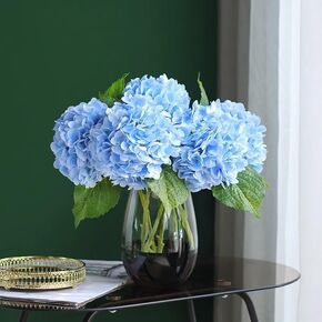 White Hydrangea Artificial Flowers Indoor, 4 Pack 21inch Faux Hydrangea Flowers Real Touch, Realistic Large Latex Hydrangea Stem for Farmhouse Rustic,Boho Decor Wedding Arrangement