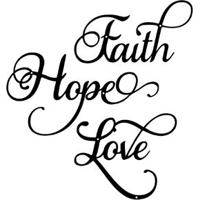 ESTART Faith Hope Love 3 Pieces Metal Wall Decor Inspirational Black Letter Sign Wall Art Rustic Vintage Farmhouse Word Metal Sign Family Wall Decor for Home Bedroom Living Room