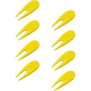 8PCS Plastic Golf Divot Fork Non Slip Green Divot Fork Golf Turf Repair Tool Non Slip Golf Accessories Marker Attached to Turf Tool Yellow