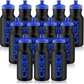 Hushee 12 Pcs Girls Cheer Water Bottles Bulk 20 oz Reusable Cheerleading Water Bottles Sports Drinking Plastic Water Bottle Cheerleader Gifts for Cheer Team Accessories Youth Teen Squad Girls Gifts