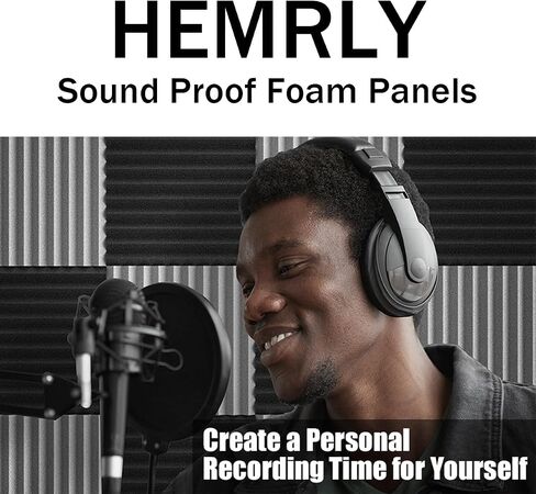 12 pack Acoustic Panels, 1" X 12" X 12" Quick-Recovery Sound Proof Foam Panels, Acoustic Foam Wedges High Density, Soundproof Wall Panels for Home Studio,Carbon Black-08 in Saudi Arabia