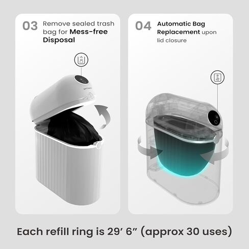 Automatic Trash Can Self Sealing and Self-Changing Smart Trash Can Motion Sensor Touchless Garbage can Kitchen Bathroom Office 6 Refill Bag Rings (Neos (6-Refill Bag)) in Saudi Arabia
