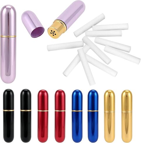 QWORK Aluminum Essential Oil Inhalers (Set of 10) with Refillable Glass Tubes and 10 Absorbent Wicks - Compact Aromatherapy Tubes for On-The-Go Wellness, Empty Personal Nasal Aromatherapy Inhalers in Saudi Arabia