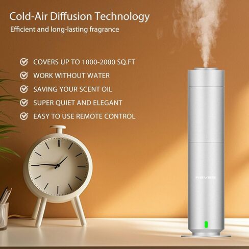 مجموعة الفنادق - آلة توزيع الروائح العطرية - آلة هواء للرائحة المنزلية - ناشري الزيوت العطرية المنزلية بدون ماء - ناشر رائحة الاستوديو - غرفة كبيرة - هواء بارد - عطر مكتبي - جهاز تحكم عن بعد - فضي in Kuwait