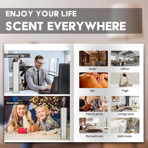 مجموعة الفنادق - آلة توزيع الروائح العطرية - آلة هواء للرائحة المنزلية - ناشري الزيوت العطرية المنزلية بدون ماء - ناشر رائحة الاستوديو - غرفة كبيرة - هواء بارد - عطر مكتبي - جهاز تحكم عن بعد - فضي in Kuwait