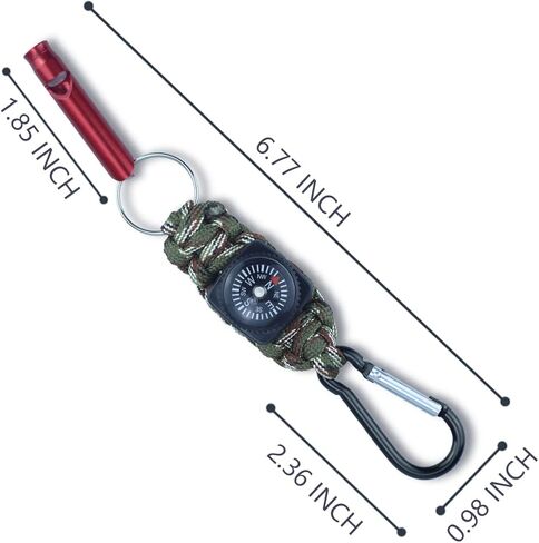 عبوتان من صفارة النجاة في حالات الطوارئ مع بوصلة وسلسلة مفاتيح باراكورد مضفرة مع حلقة تسلق متعددة الوظائف بوصلة صفارة لسلسلة المفاتيح للمشي لمسافات طويلة في الهواء الطلق والصيد وركوب القوارب وصيد الأسماك in Kuwait