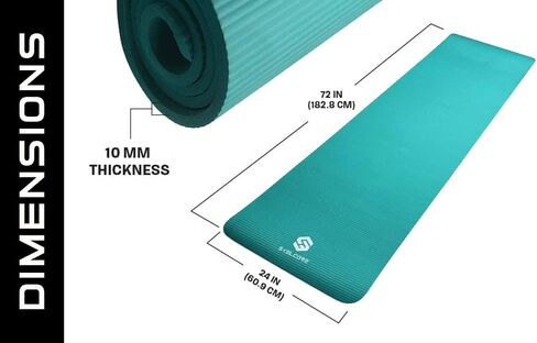 3/8" Extra Long Exercise Mat - All Purpose Extra Thick Non Slip Yoga and Fitness Mats for Exercise with Carrying Strap in Saudi Arabia