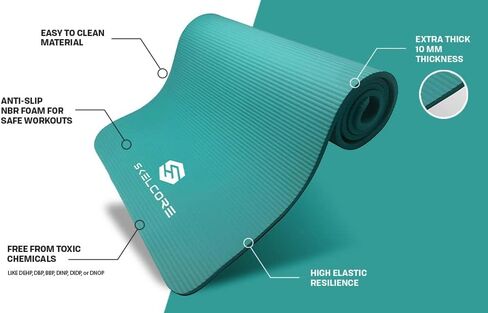 3/8" Extra Long Exercise Mat - All Purpose Extra Thick Non Slip Yoga and Fitness Mats for Exercise with Carrying Strap in Saudi Arabia