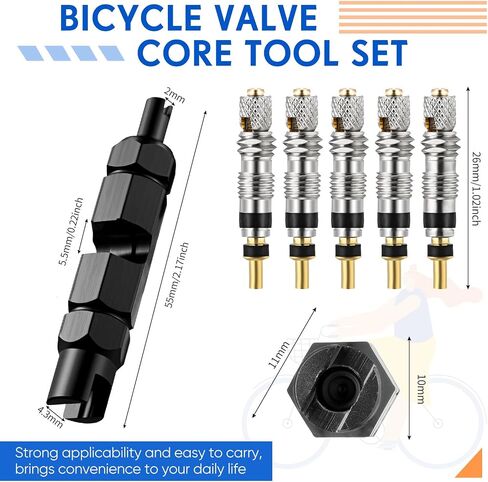 Frienda Valve Core Remover Tool Kit Bicycle Valve Core Tightening Tool and 10 Pieces Valve Cores Brass for Bike Bicycle Tire Application in Saudi Arabia