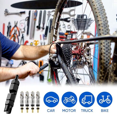 Frienda Valve Core Remover Tool Kit Bicycle Valve Core Tightening Tool and 10 Pieces Valve Cores Brass for Bike Bicycle Tire Application in Saudi Arabia