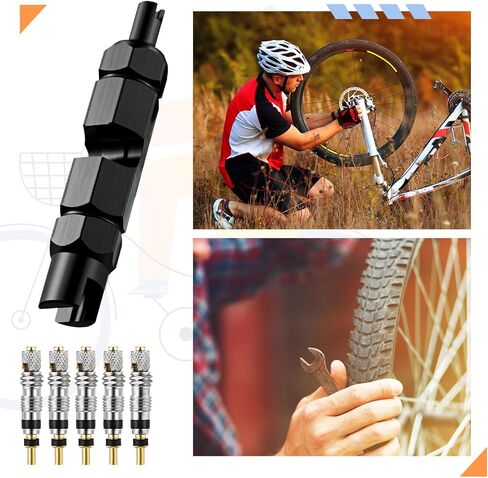 Frienda Valve Core Remover Tool Kit Bicycle Valve Core Tightening Tool and 10 Pieces Valve Cores Brass for Bike Bicycle Tire Application in Saudi Arabia