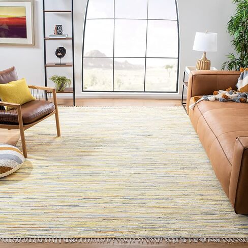 SAFAVIEH Rag Rug Collection Accent Rug - 2' x 3', Black & Multi, Handmade Boho Stripe Cotton, Ideal for High Traffic Areas in Entryway, Living Room, Bedroom (RAR129Q) in Saudi Arabia