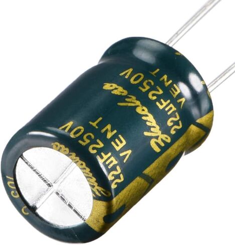 uxcell Aluminum Radial Electrolytic Capacitor Low ESR Green with 22uF 250V 105 Celsius Life 3000H 10 x 16 mm High Ripple Current,Low Impedance 20pcs in Saudi Arabia